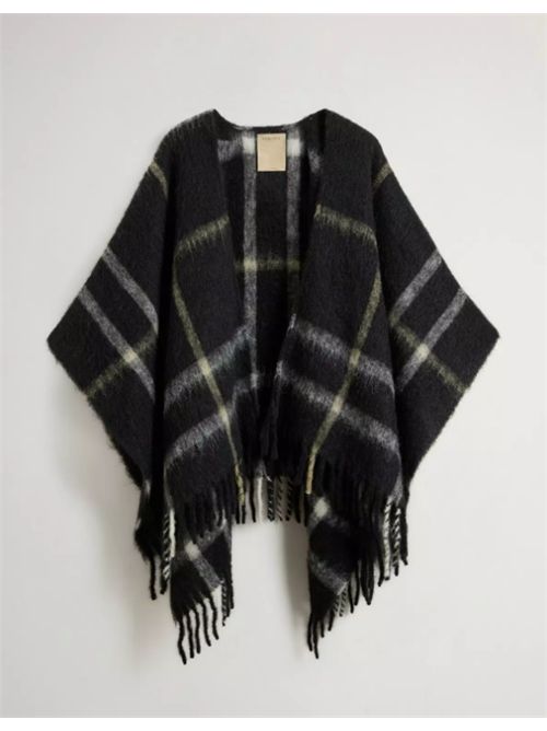 BRUSHED ALPACA CHECK CAPE WOOLRICH | CFWWAC2015FRUT51461564 BLACK CHECK